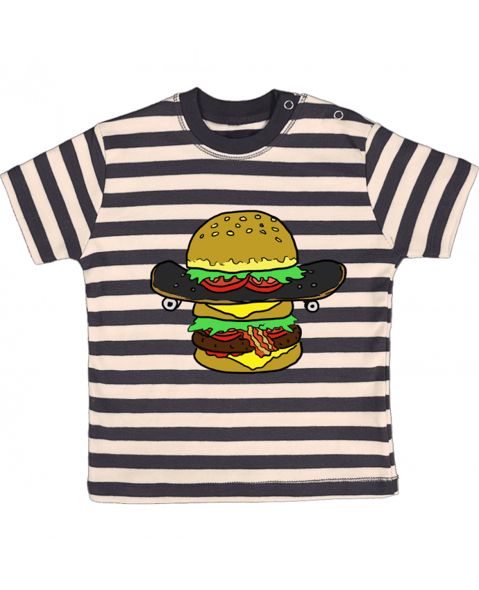 Tee-shirt bébé à rayures Skateburger par Salade