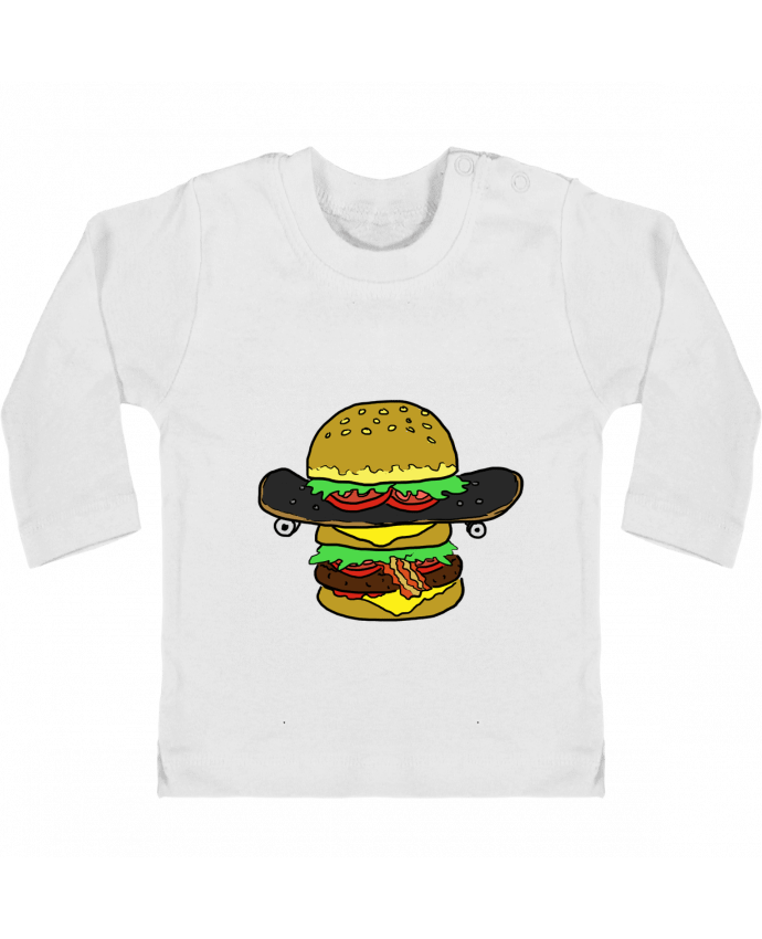 Baby T-shirt with press-studs long sleeve Skateburger manches longues du designer Salade