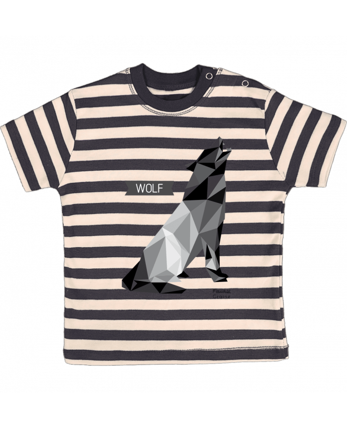 Camiseta Bebé a Rayas WOLF Origami por Mauvaise Graine