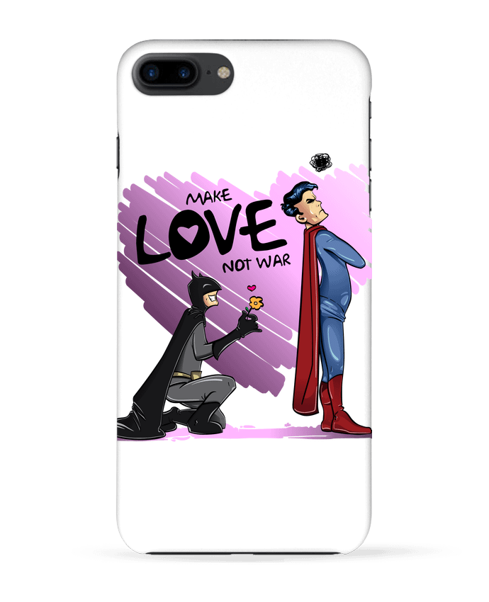 Coque iPhone 7 + MAKE LOVE NOT WAR (BATMAN VS SUPERMAN) par teeshirt-design.com