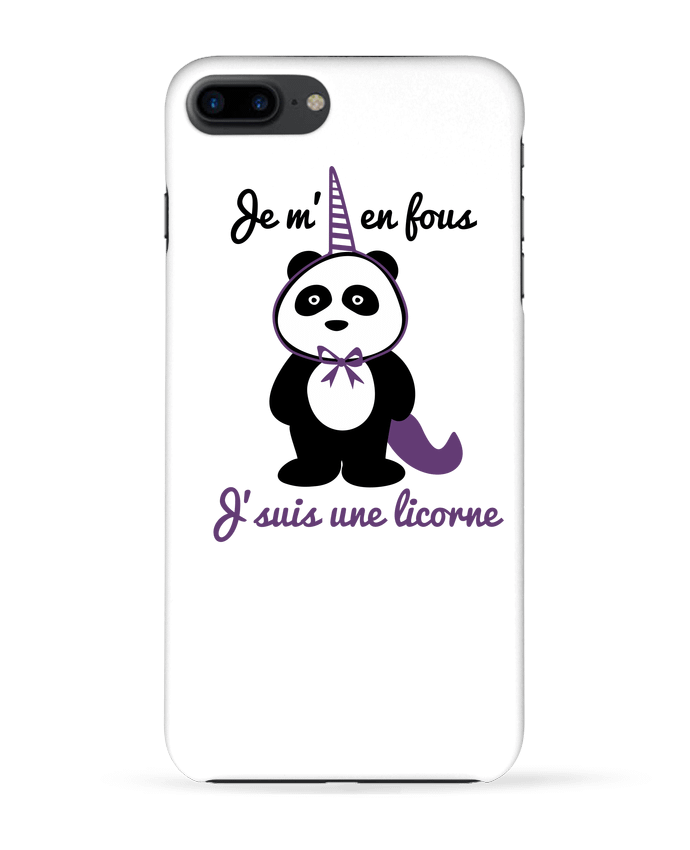 Coque iPhone 7 + Je m'en fous j'suis une licorne, panda par Benichan