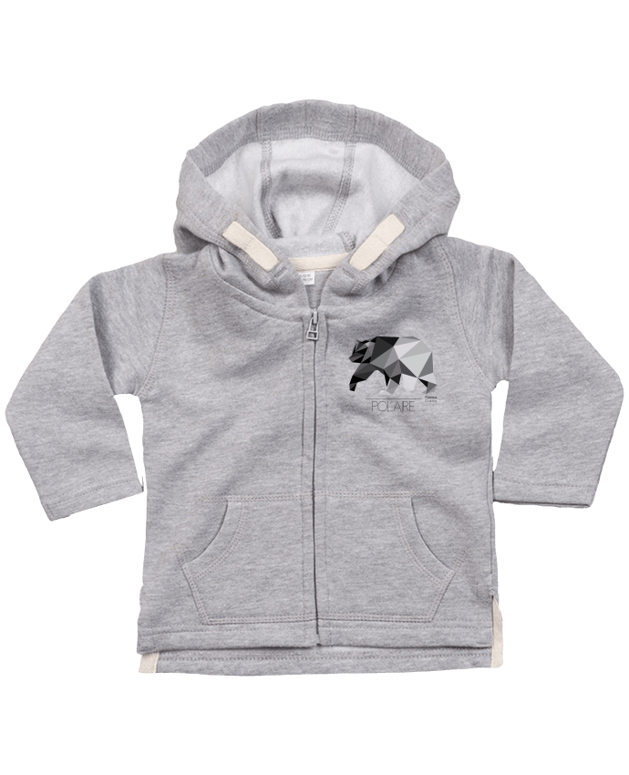 Hoddie with zip for baby Ours polaire origami by Mauvaise Graine