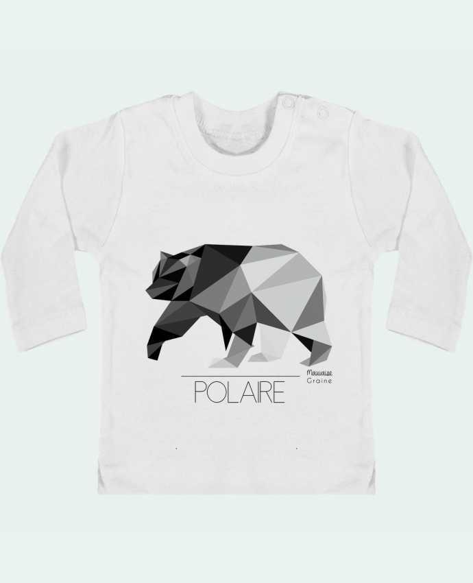 Baby T-shirt with press-studs long sleeve Ours polaire origami manches longues du designer Mauvaise Graine