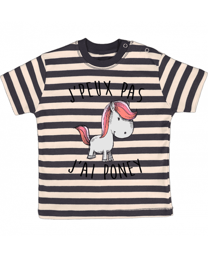 T-shirt baby with stripes Je peux pas j'ai poney by FRENCHUP-MAYO