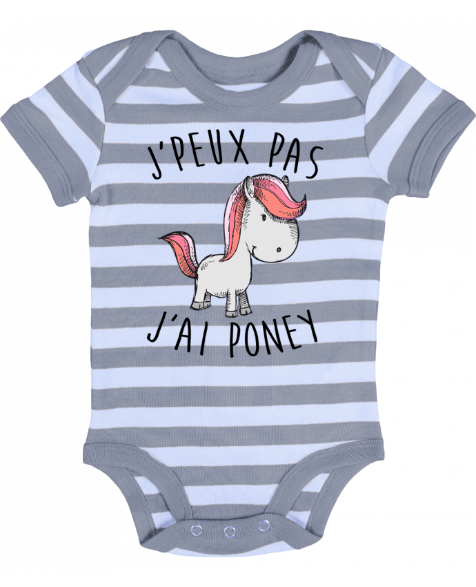 Body Bébé Rayé Je peux pas j'ai poney - FRENCHUP-MAYO