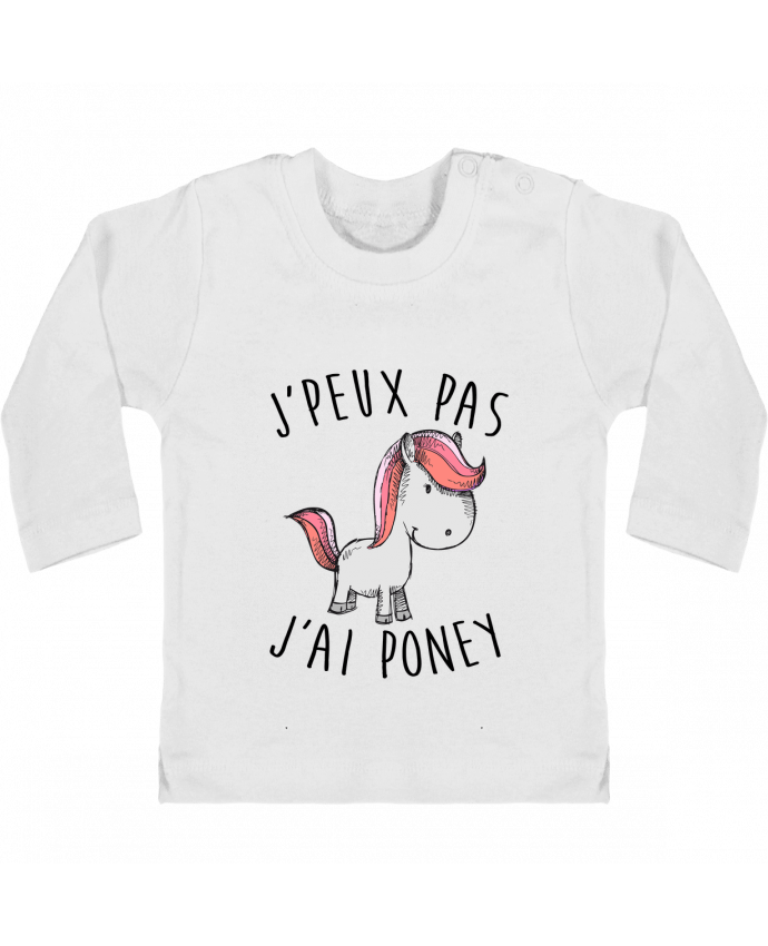 Baby T-shirt with press-studs long sleeve Je peux pas j'ai poney manches longues du designer FRENCHUP-MAYO