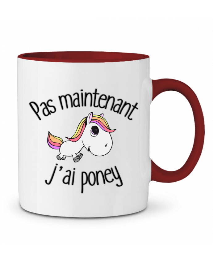 Mug bicolore Pas maintenant j'ai poney FRENCHUP-MAYO