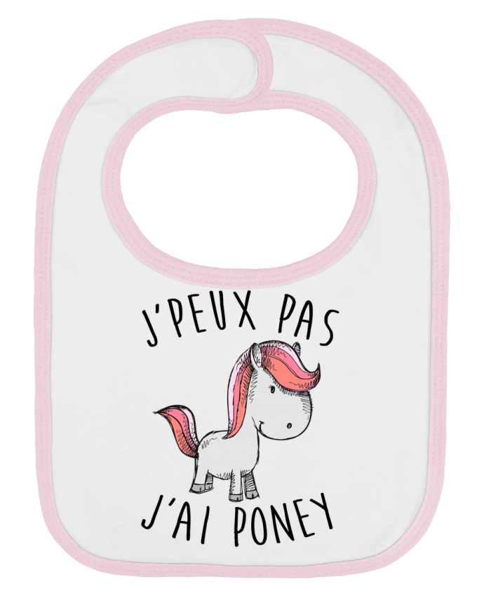 Baby Bib plain and contrast Je peux pas j'ai poney by FRENCHUP-MAYO