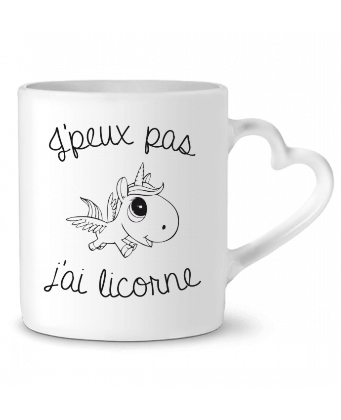 Mug coeur Je peux pas j'ai licorne par FRENCHUP-MAYO