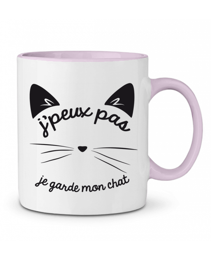 Two-tone Ceramic Mug Je peux pas je garde mon chat FRENCHUP-MAYO