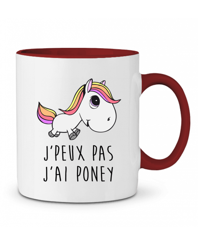 Mug bicolore Je peux pas j'ai poney FRENCHUP-MAYO