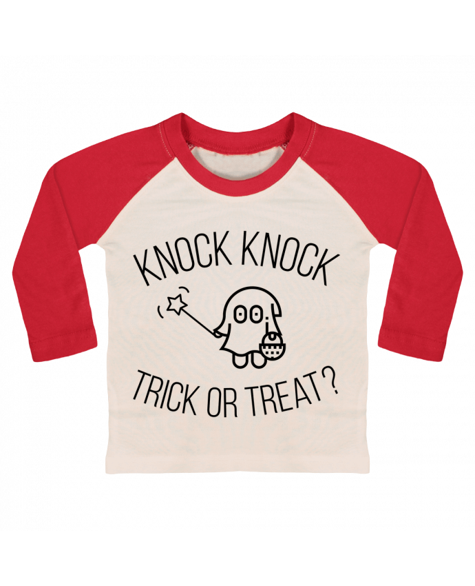 Tee-shirt Bébé Baseball ML Knock Knock, Trick or Treat? par tunetoo