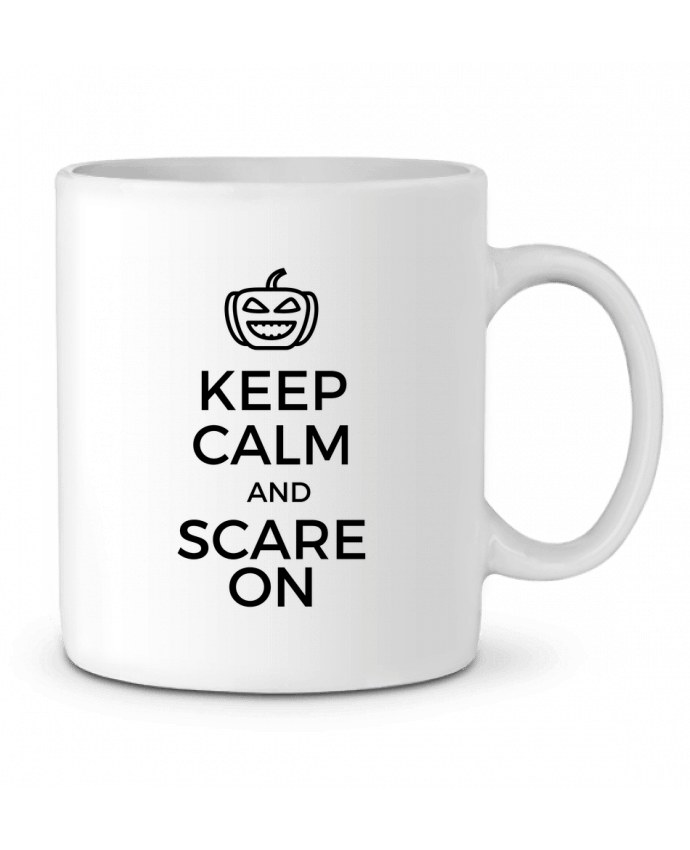 Ceramic Mug Keep Calm and Scare on Pumpkin by tunetoo