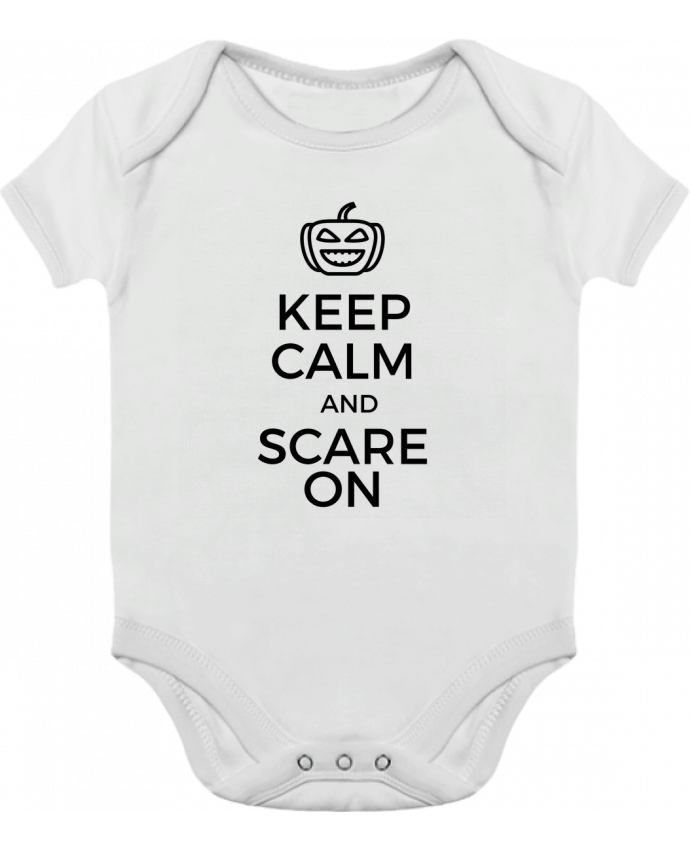 Body bébé manches contrastées Keep Calm and Scare on Pumpkin par tunetoo