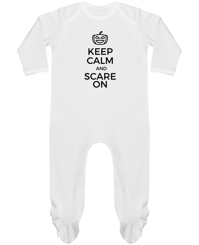 Baby Sleeper long sleeves Contrast Keep Calm and Scare on Pumpkin by tunetoo