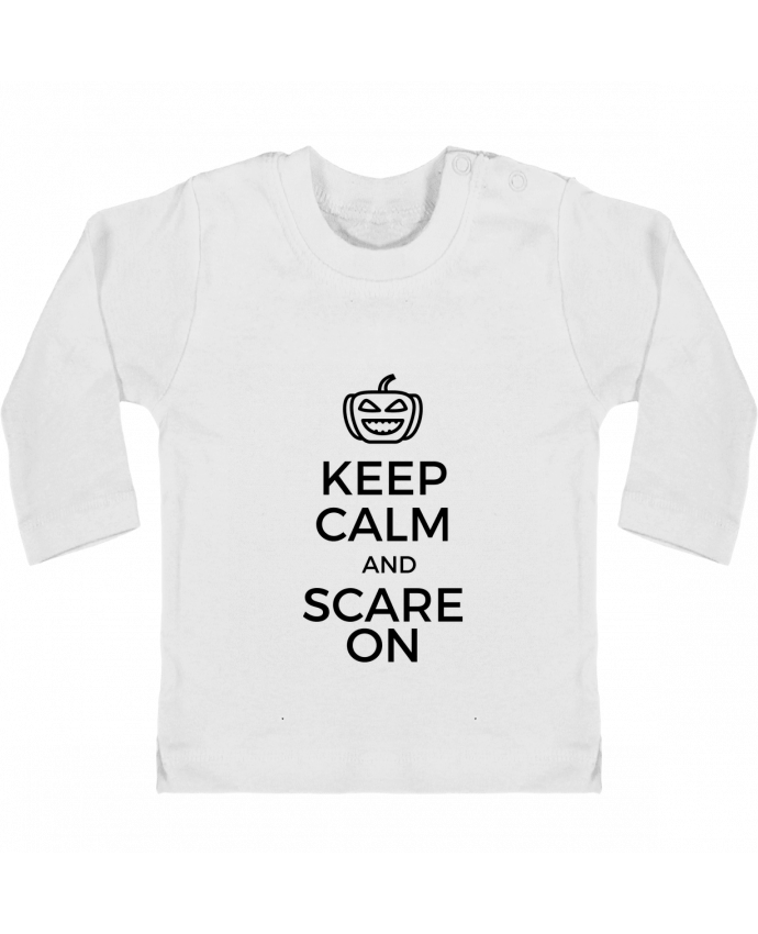 Baby T-shirt with press-studs long sleeve Keep Calm and Scare on Pumpkin manches longues du designer tunetoo