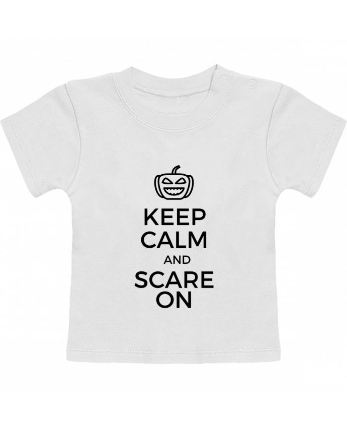T-shirt bébé Keep Calm and Scare on Pumpkin manches courtes du designer tunetoo