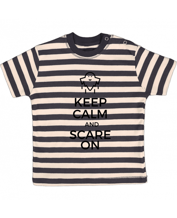 Camiseta Bebé a Rayas Keep Calm and Scare on Ghost por tunetoo