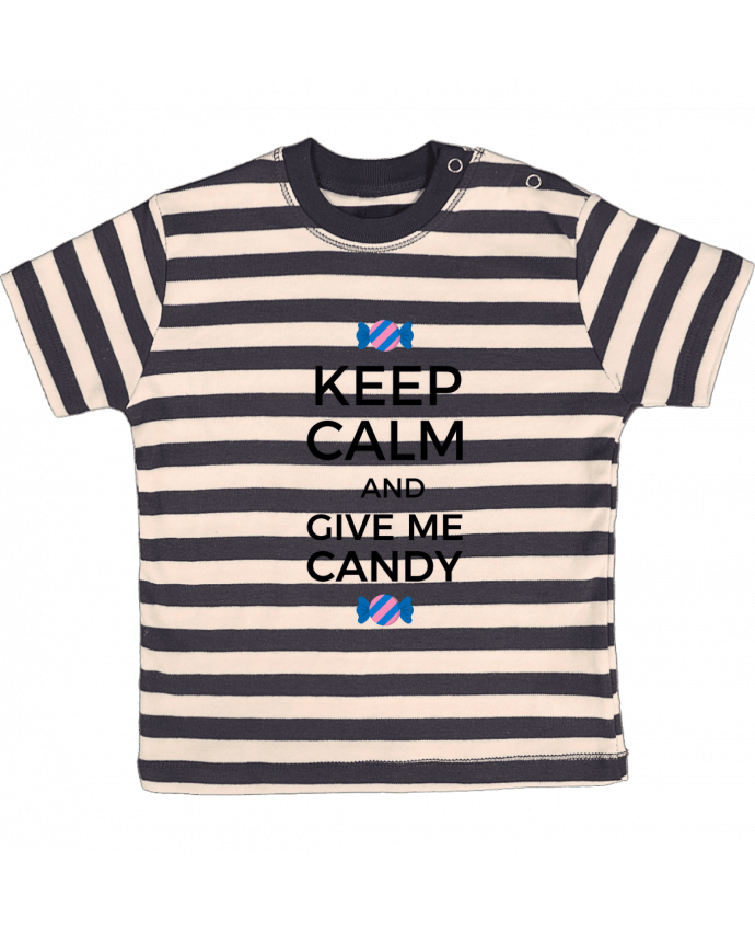 T-shirt baby with stripes Keep Calm and give me candy by tunetoo