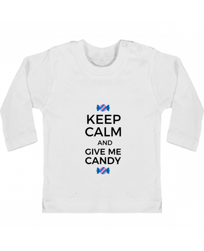 Baby T-shirt with press-studs long sleeve Keep Calm and give me candy manches longues du designer tunetoo