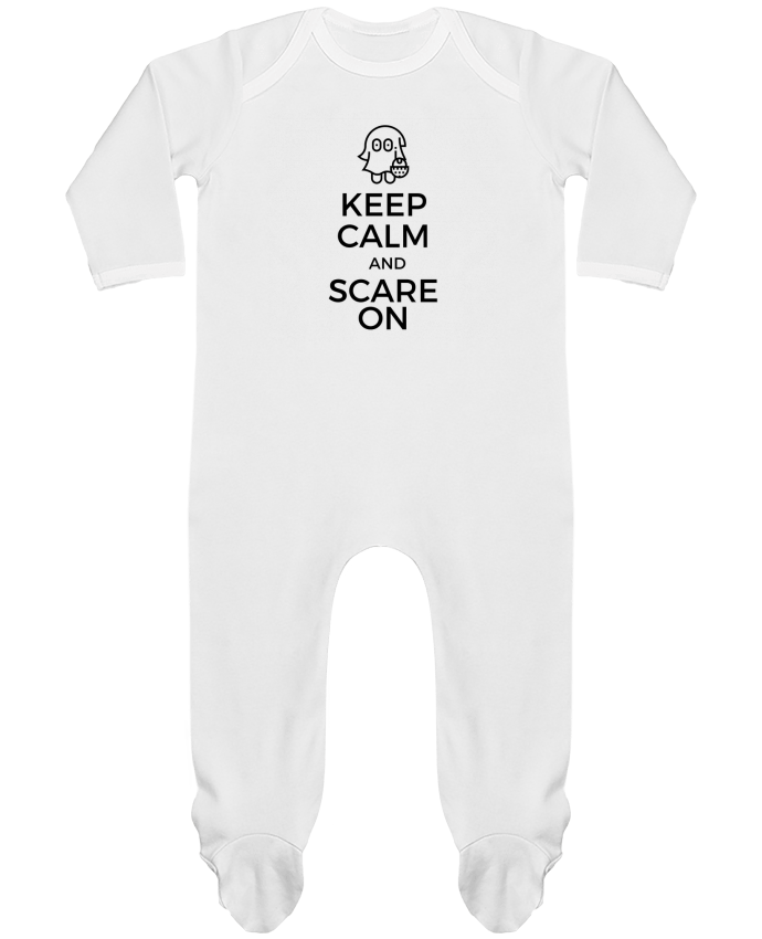 Baby Sleeper long sleeves Contrast Keep Calm and Scare on little Ghost by tunetoo