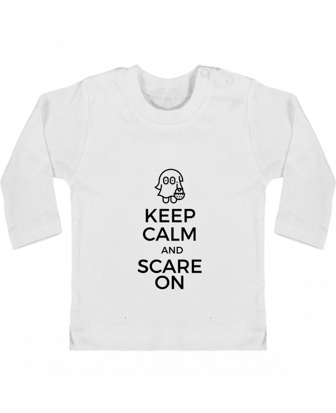 Baby T-shirt with press-studs long sleeve Keep Calm and Scare on little Ghost manches longues du designer tunetoo