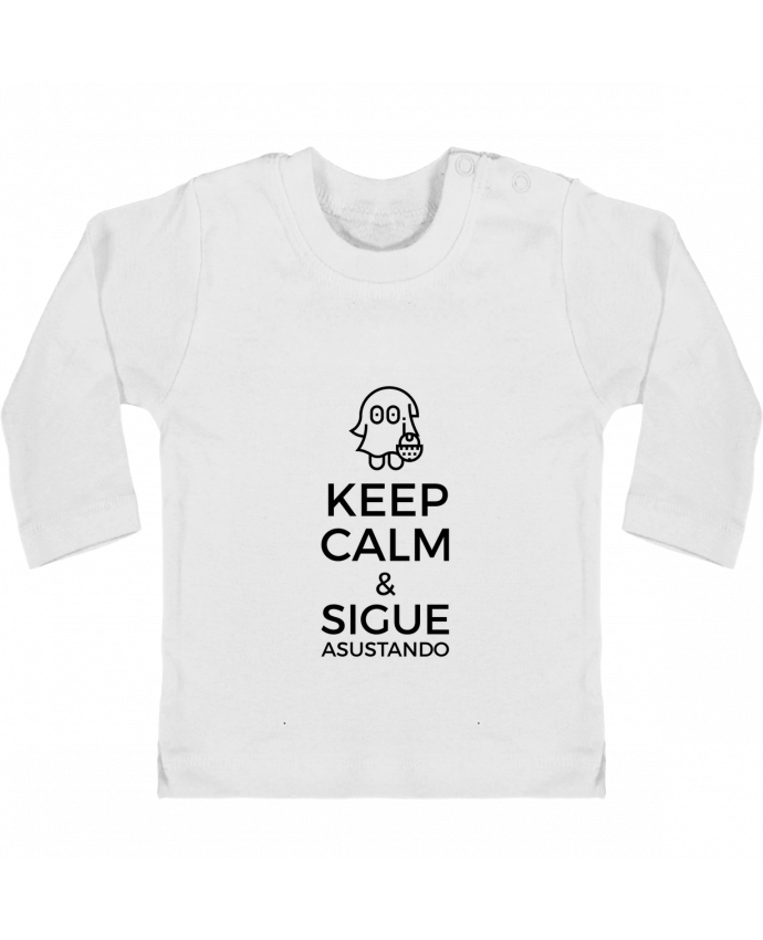 T-shirt bébé Keep Calm and Sigue Asustando manches longues du designer tunetoo