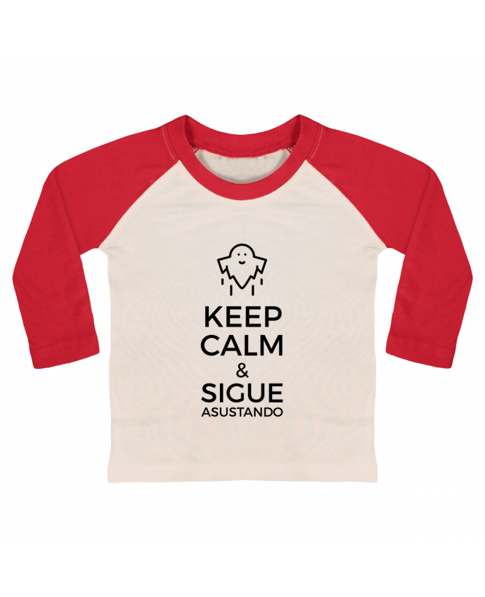 Tee-shirt Bébé Baseball ML Keep Calm and Sigue asustando ghost par tunetoo