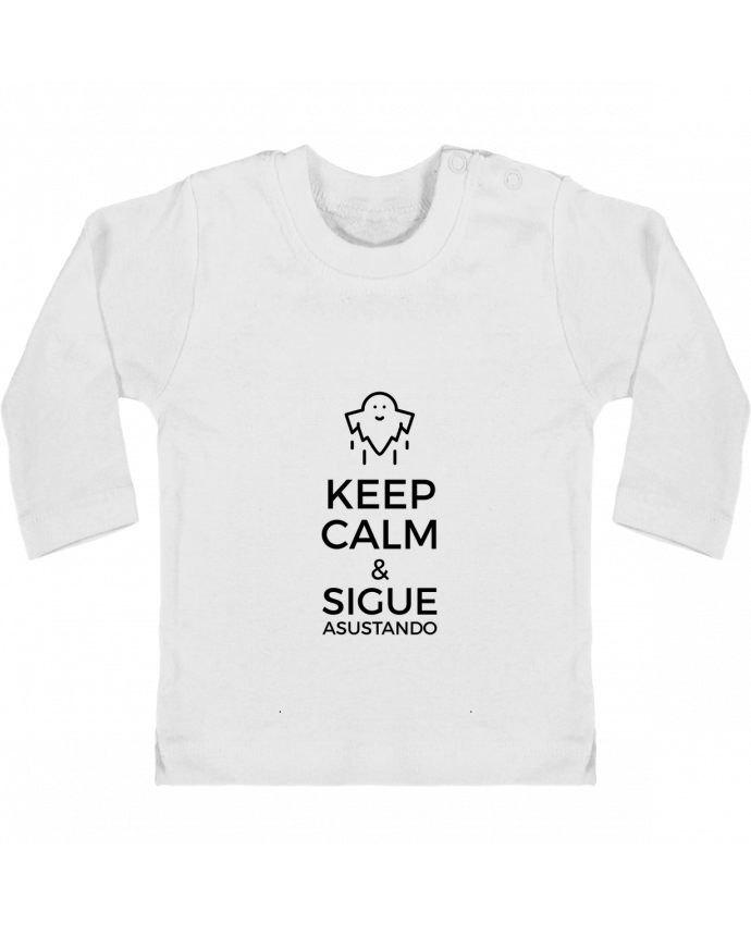 T-shirt bébé Keep Calm and Sigue asustando ghost manches longues du designer tunetoo