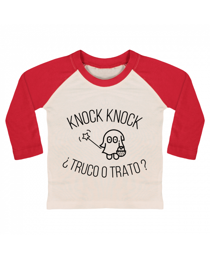 Tee-shirt Bébé Baseball ML Knock Knock ¿Truco o Trato? par tunetoo