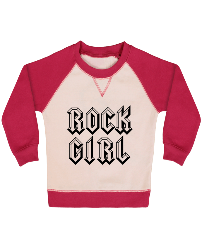 Sweatshirt Baby crew-neck sleeves contrast raglan Rock Girl by Freeyourshirt.com