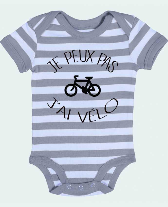 Baby Body striped Je peux pas j'ai vélo - Freeyourshirt.com