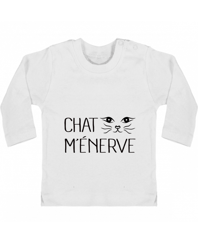 Baby T-shirt with press-studs long sleeve Chat m'énerve manches longues du designer Freeyourshirt.com