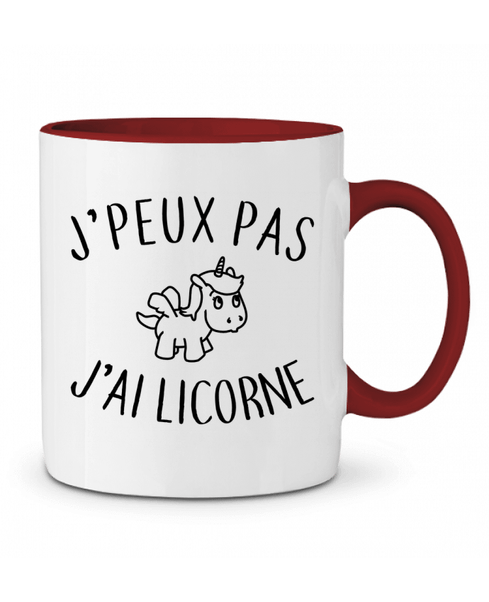 Mug bicolore J'peux pas j'ai licorne LPMDL