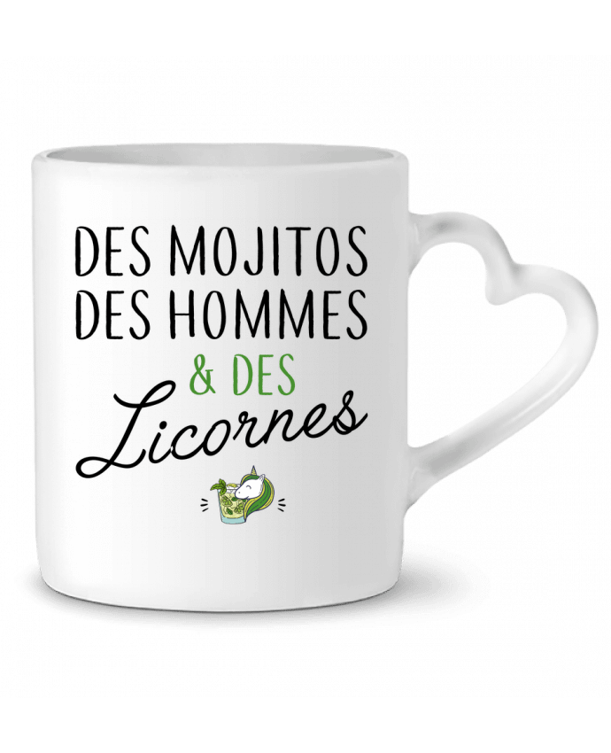 Mug coeur Des mojitos des hommes & des licornes par LPMDL