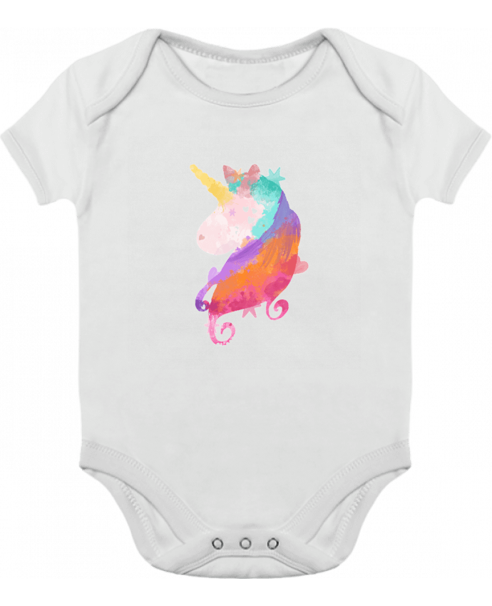 Body bébé manches contrastées Watercolor Unicorn par PinkGlitter