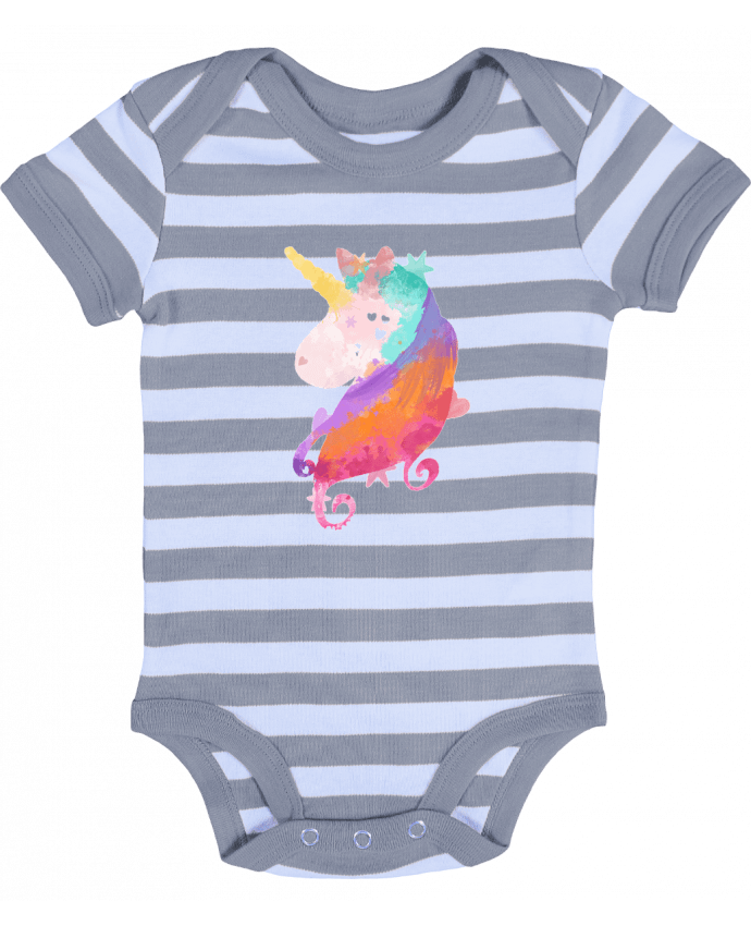 Body Bebé a Rayas Watercolor Unicorn - PinkGlitter