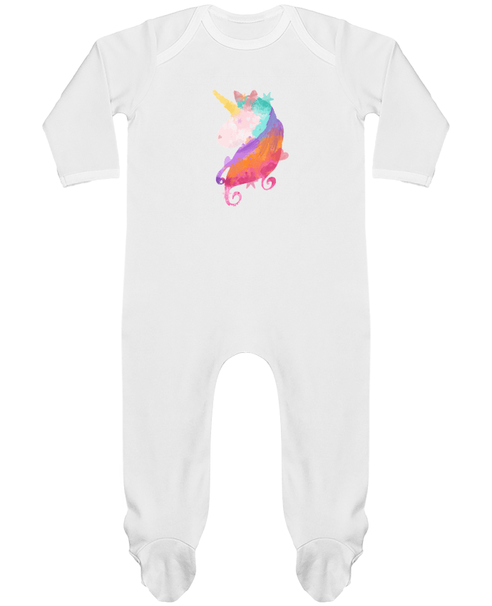 Pijama Bebé Manga Larga Contraste Watercolor Unicorn por PinkGlitter