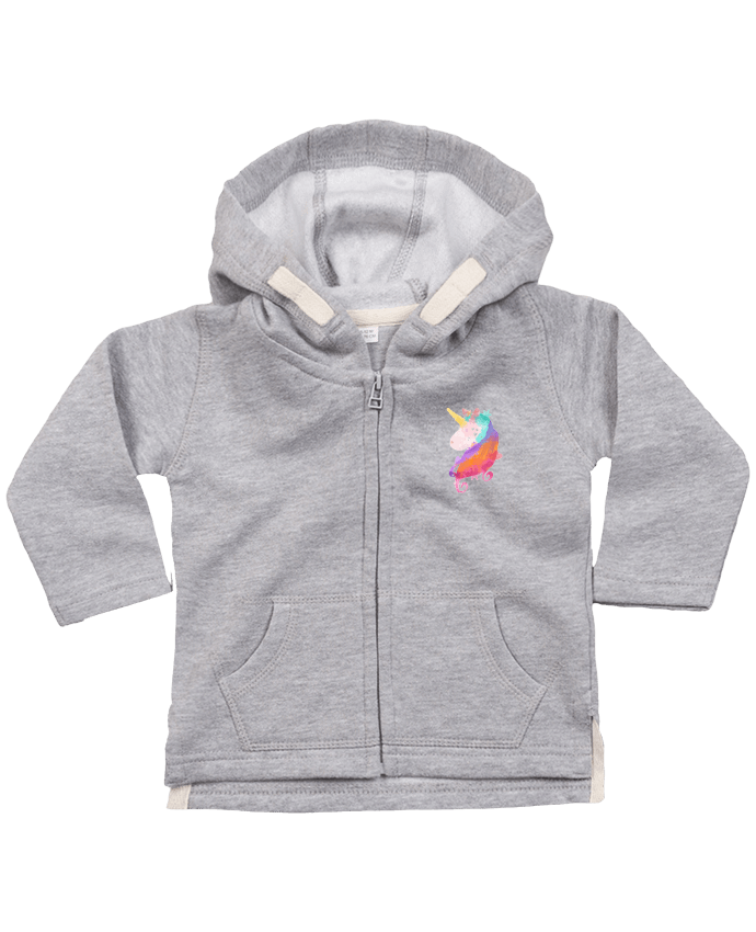 Hoddie with zip for baby Watercolor Unicorn by PinkGlitter