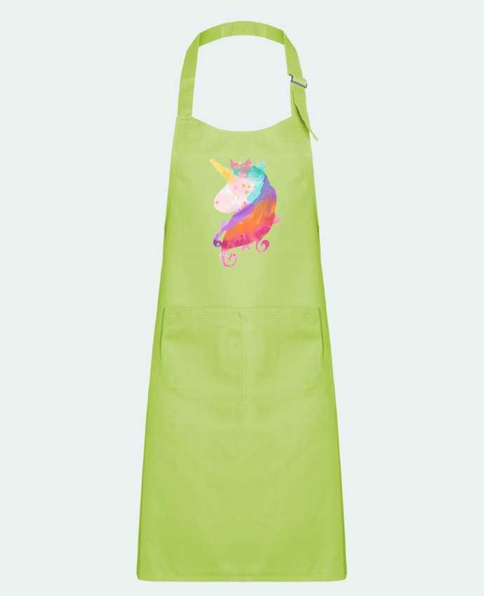 Kids chef pocket apron Watercolor Unicorn by PinkGlitter