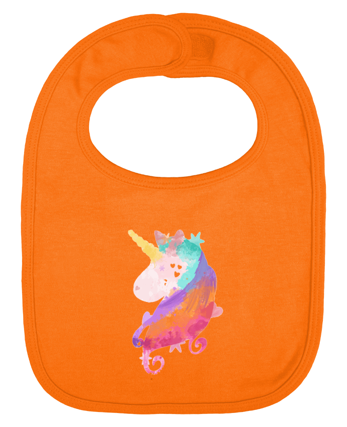 Baby Bib plain and contrast Watercolor Unicorn by PinkGlitter
