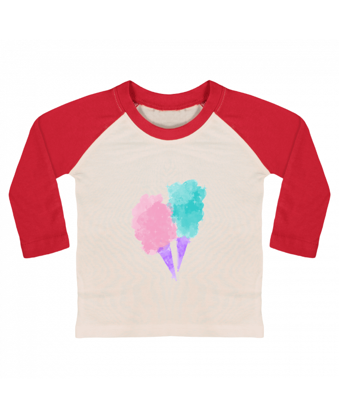 Camiseta Bebé Béisbol Manga Larga Watercolor Cotton Candy por PinkGlitter