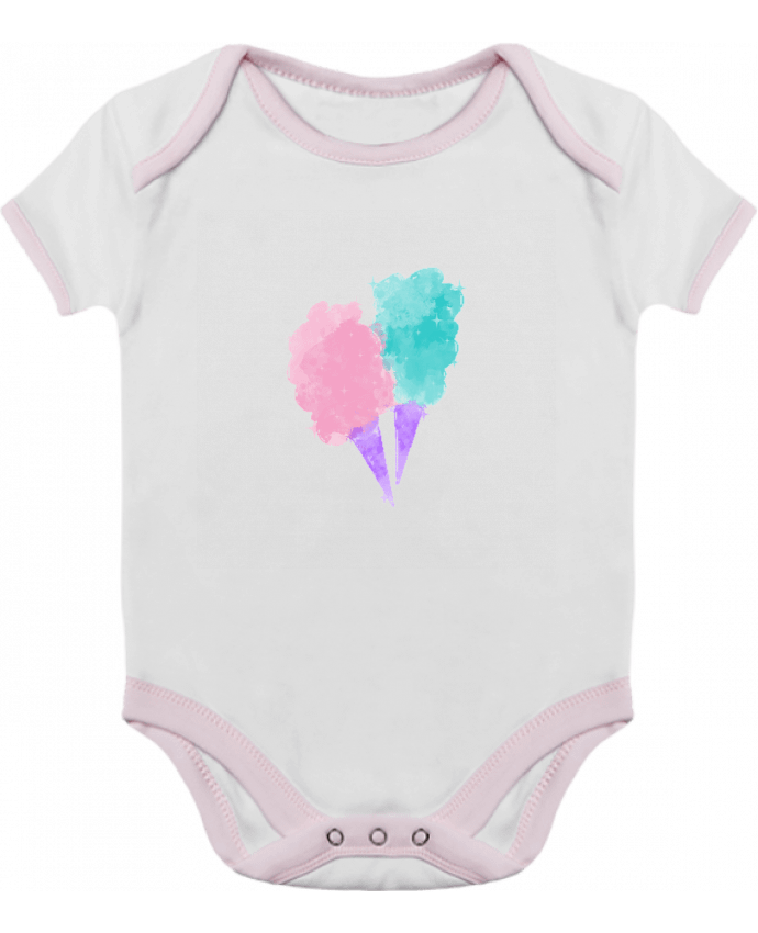 Body bébé manches contrastées Watercolor Cotton Candy par PinkGlitter