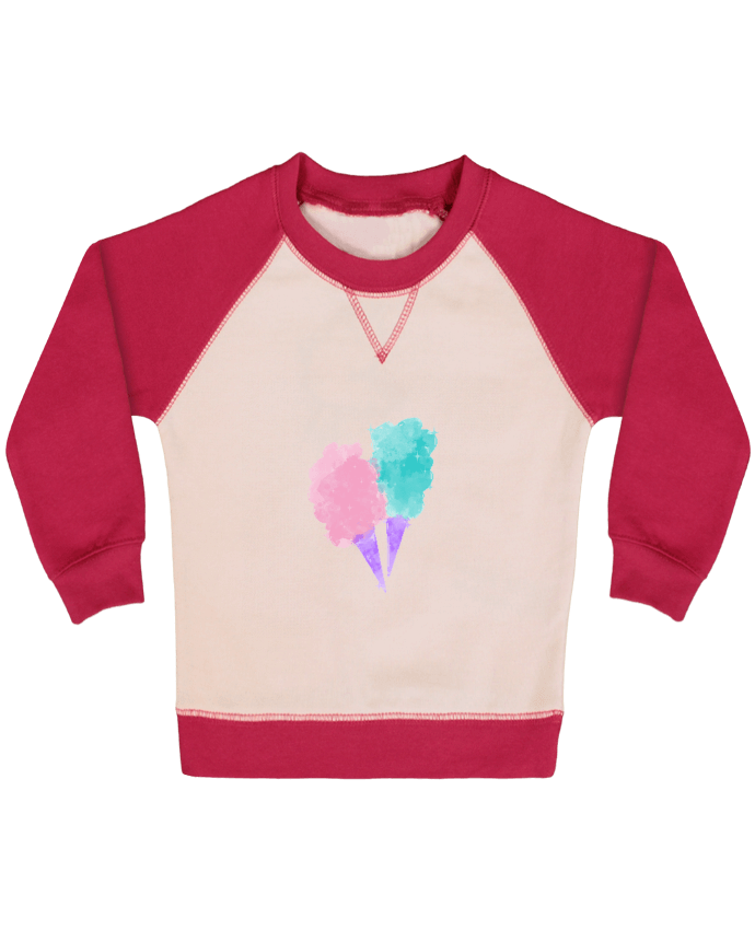 Sweatshirt Baby crew-neck sleeves contrast raglan Watercolor Cotton Candy by PinkGlitter