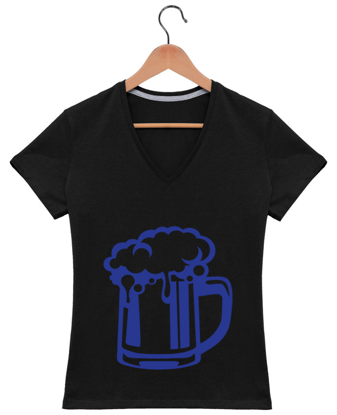 Camiseta Mujer Cuello en V biere alcool verre mousse verre chope por Achille