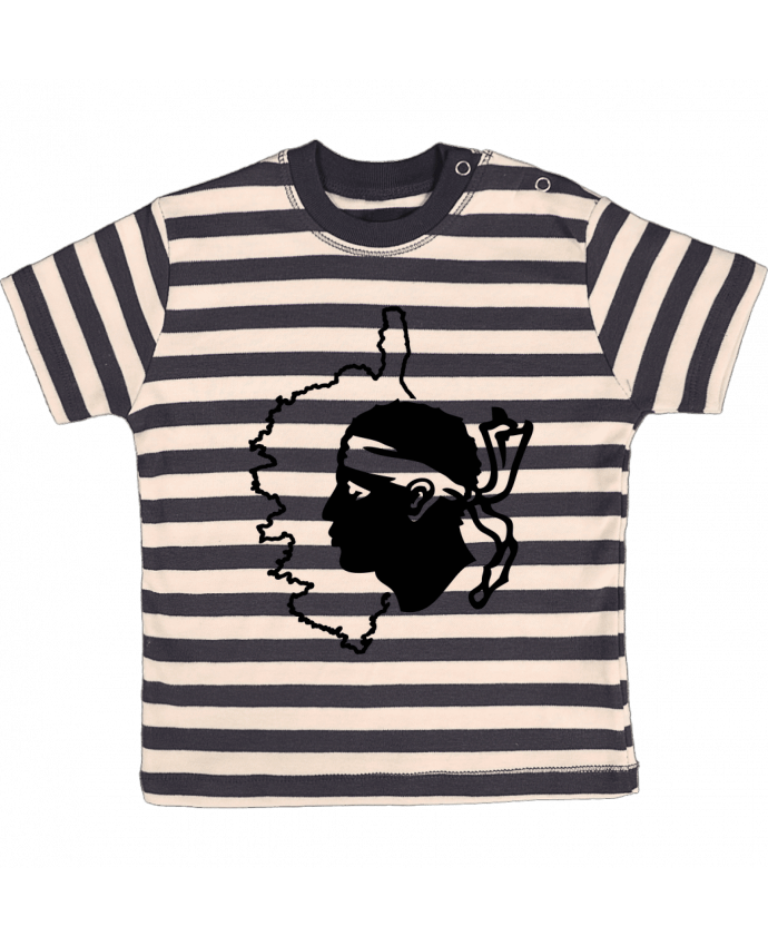 Tee-shirt bébé à rayures Corse Carte et drapeau par Freeyourshirt.com