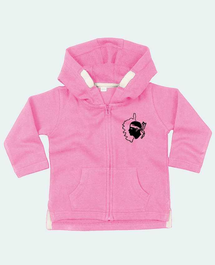 Hoddie with zip for baby Corse Carte et drapeau by Freeyourshirt.com