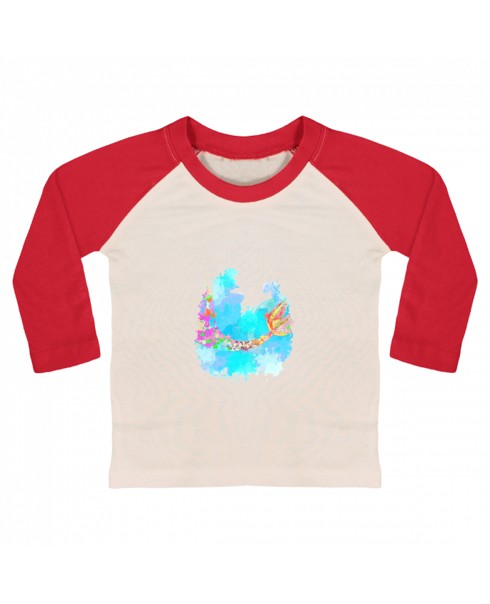 Camiseta Bebé Béisbol Manga Larga Watercolor Mermaid por PinkGlitter