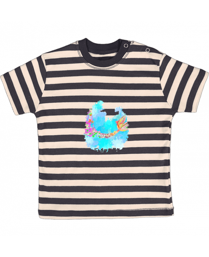 Camiseta Bebé a Rayas Watercolor Mermaid por PinkGlitter