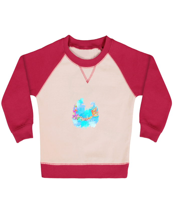 Sweatshirt Baby crew-neck sleeves contrast raglan Watercolor Mermaid by PinkGlitter